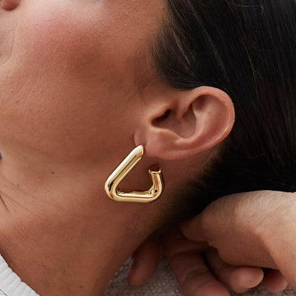 Eliza Triangle Hoop Earrings (Gold & Silver)