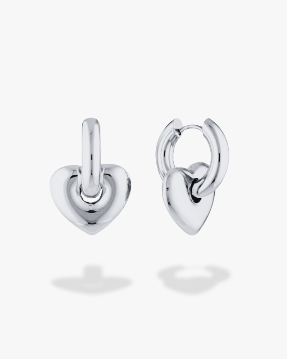 Silver Puffy Heart Earrings | GIMME Store