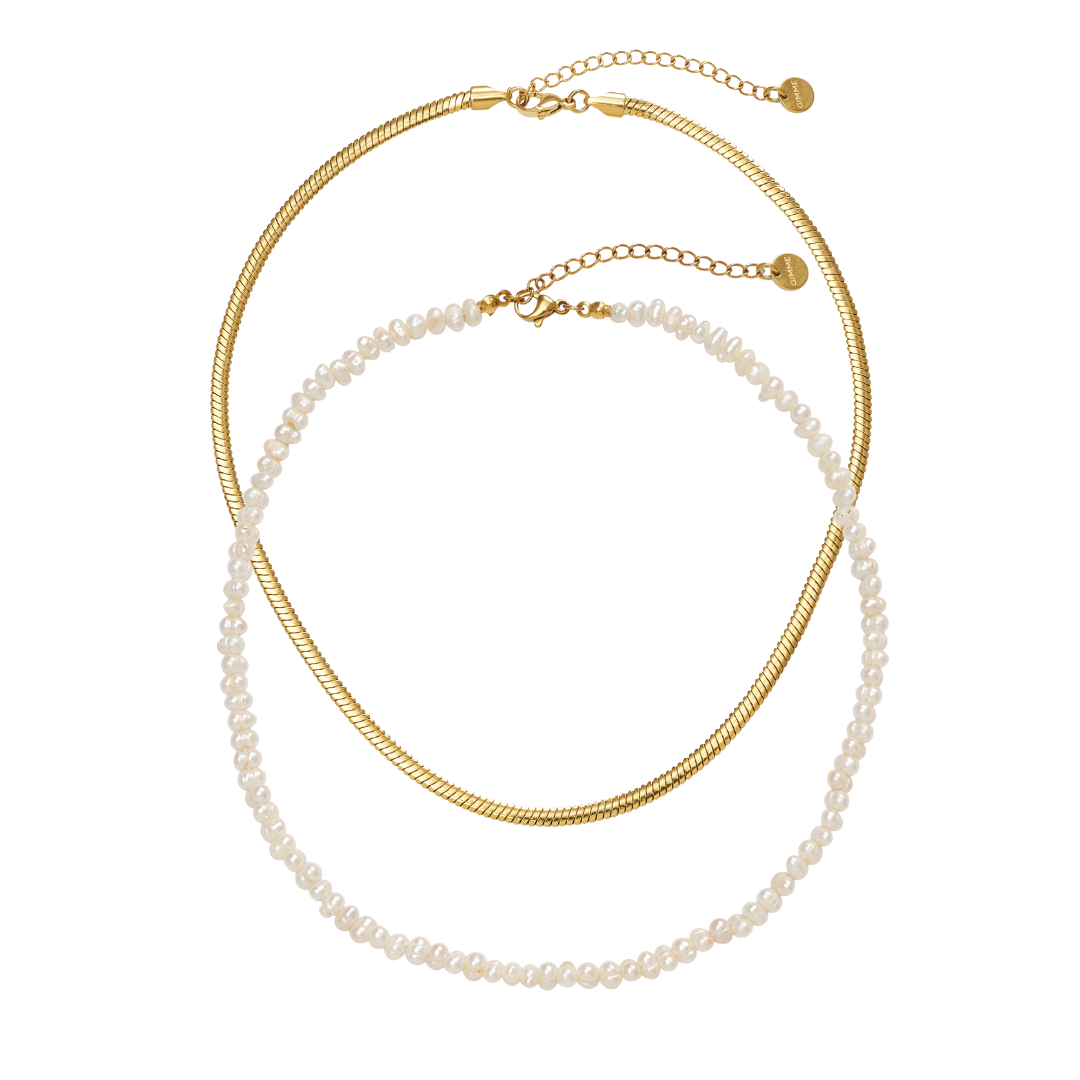 Pearl & Snake Necklace Bundle (Gold)