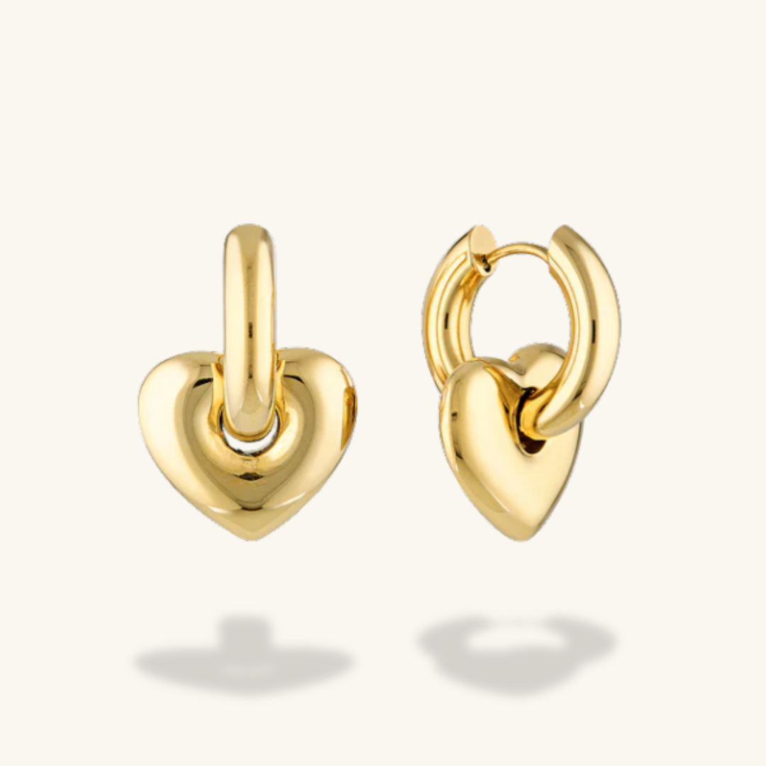PRE-ORDER: Lisa Puffy Heart Earrings (Gold)