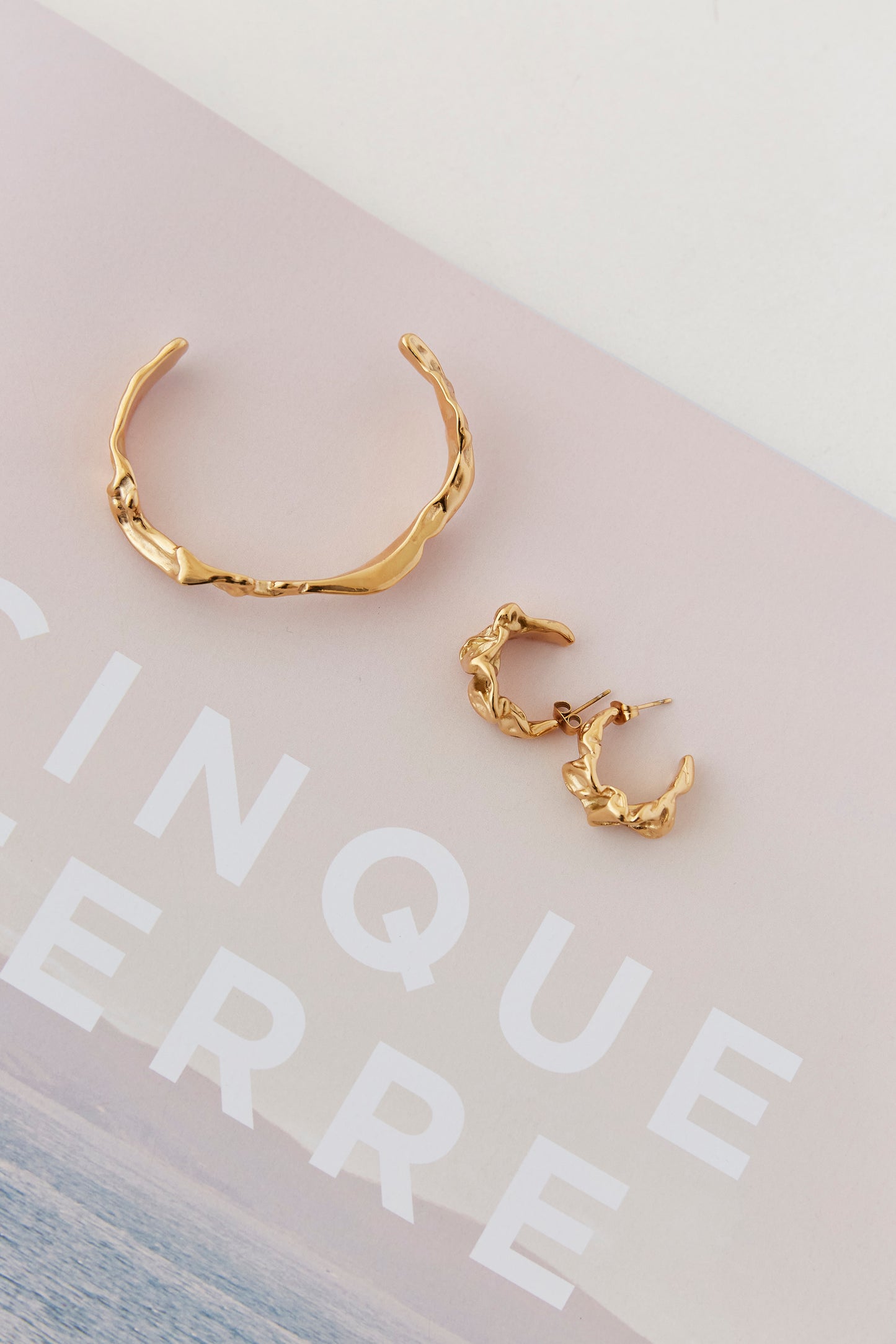 Jennifer Textured Gold Statement Earrings