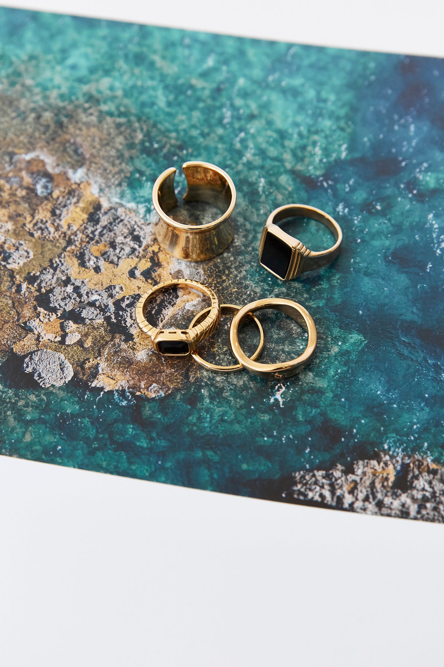 Aiya Gold and Black Signet Ring