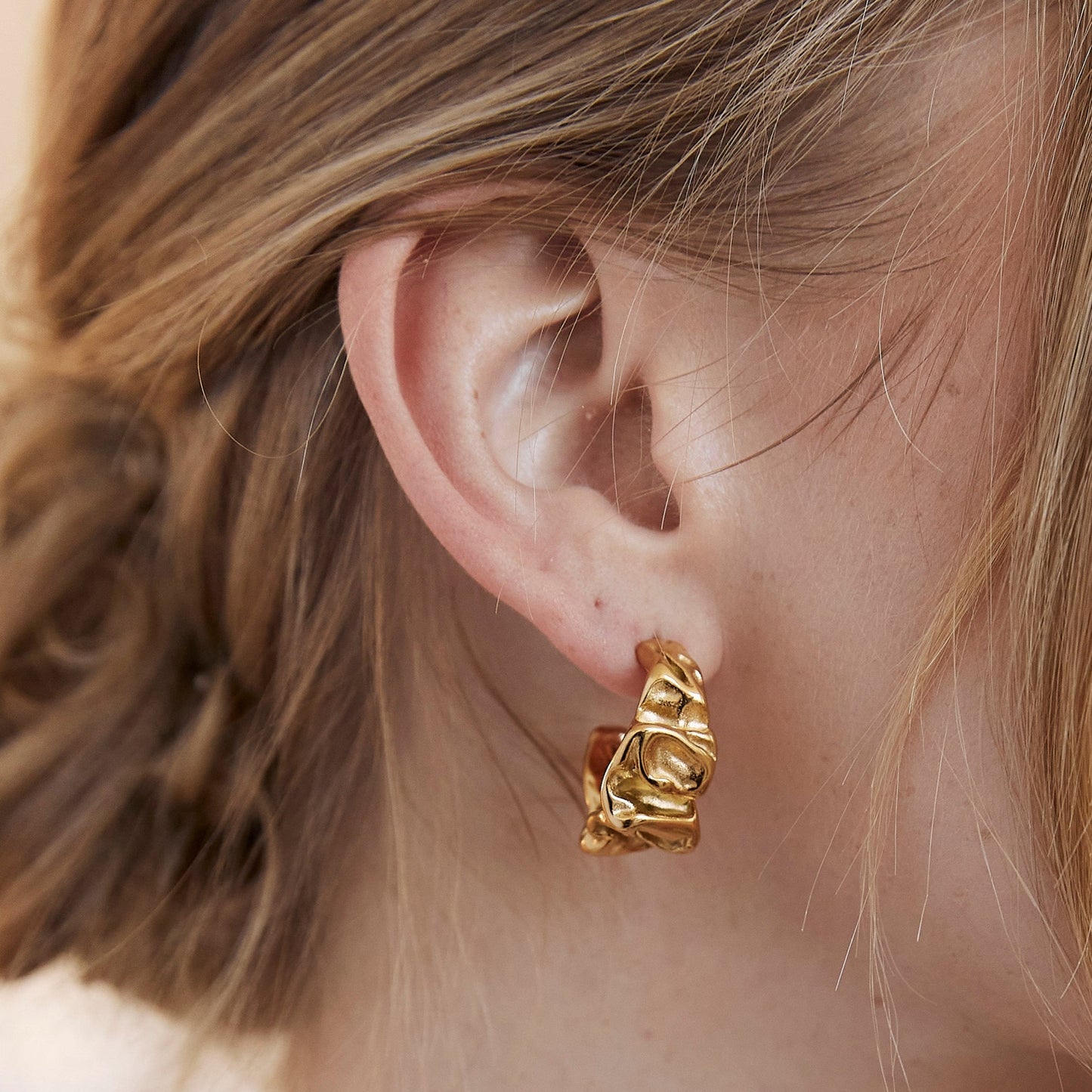 Jennifer Textured Gold Statement Earrings