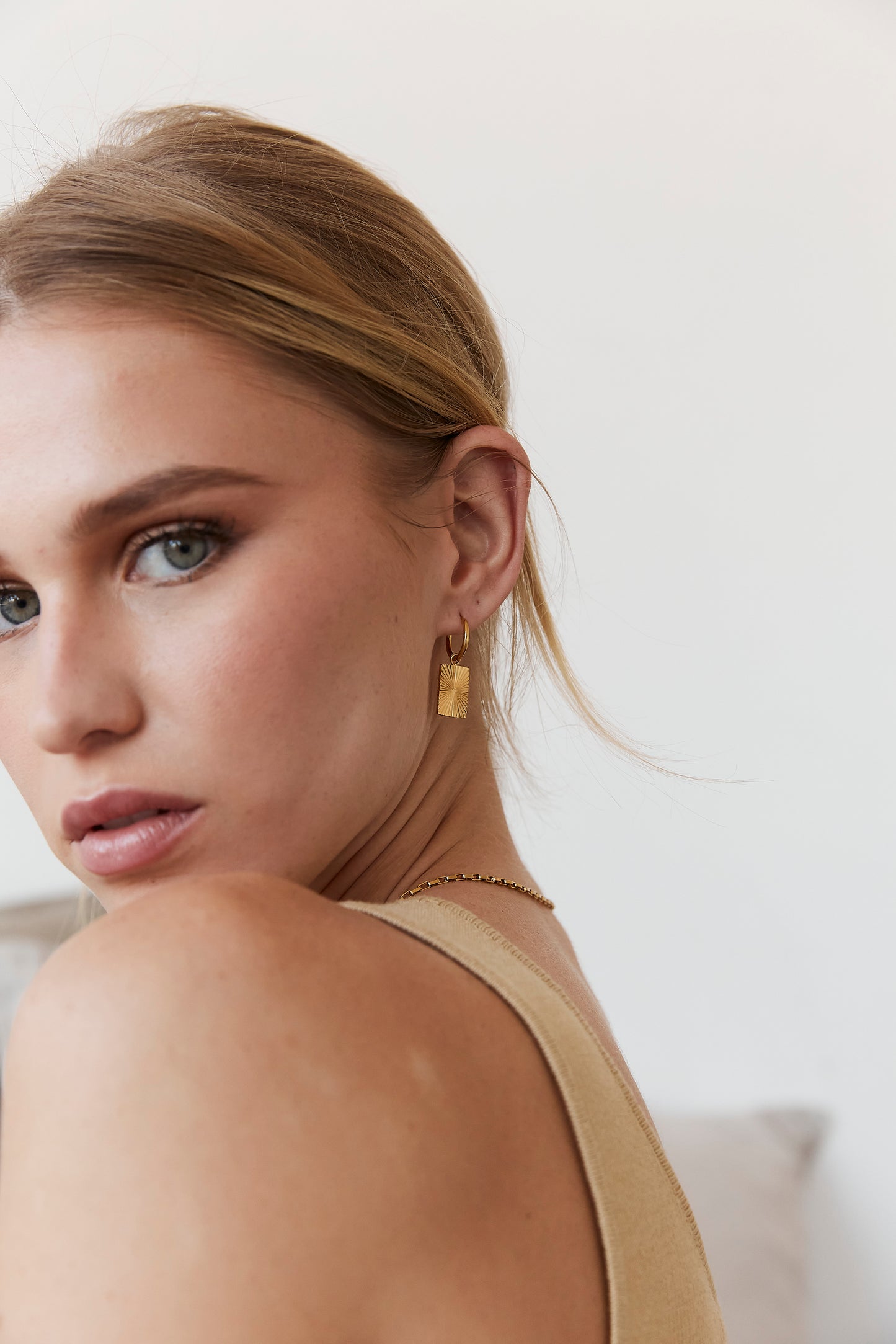 Esther Gold Tag Earrings