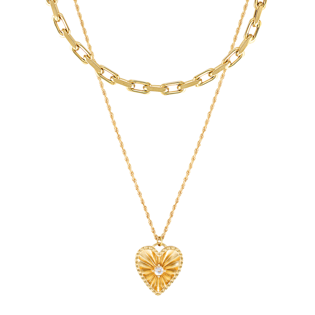 Chunky Heart Necklace Bundle (Gold)