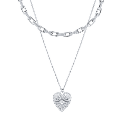 Chunky Heart Necklace Bundle (Silver)