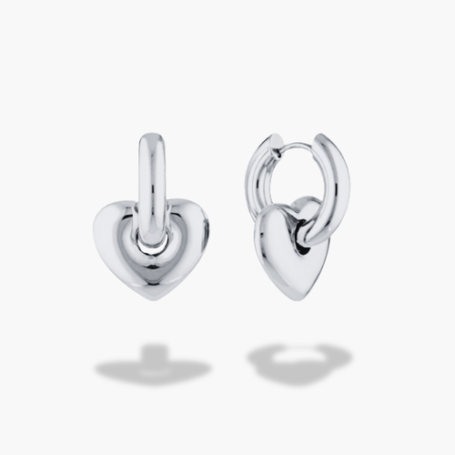 Lisa Puffy Heart Earrings (Silver)