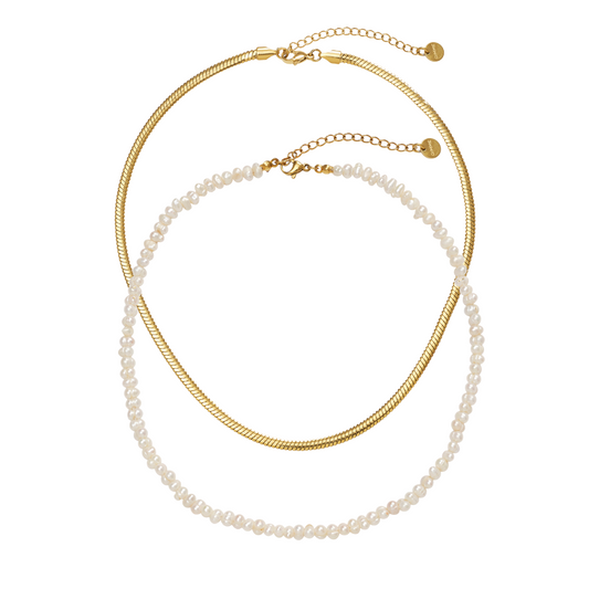 Pearl & Snake Necklace Bundle (Gold)
