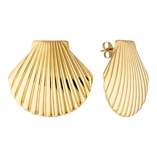 Isobel Shell Statement Earrings (Gold & Silver)