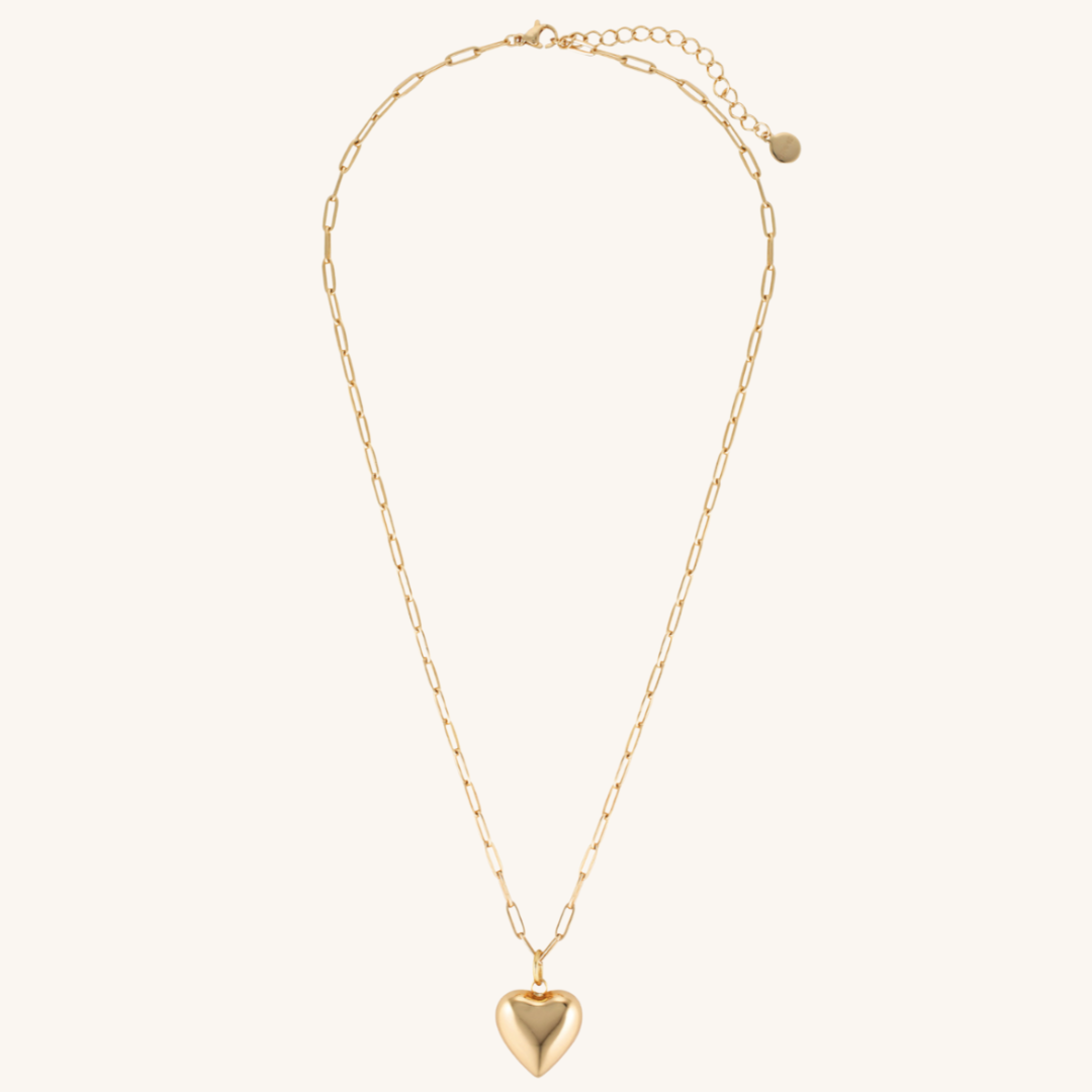 Ella Puffy Heart Necklace Gold by GIMME