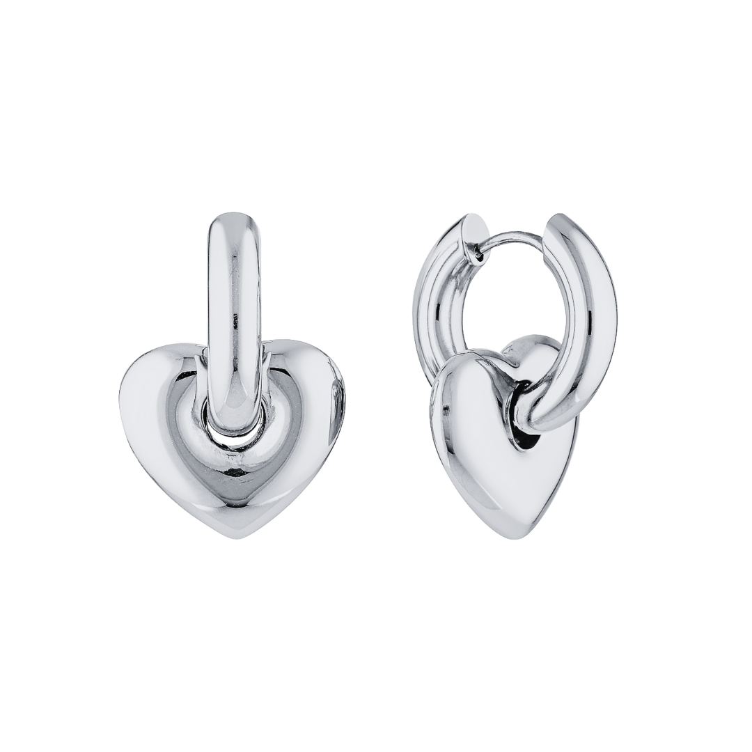 PRE-ORDER: Lisa Puffy Heart Gold Earrings (Silver)