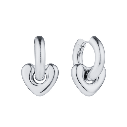 Lisa Puffy Heart Earrings (Silver)