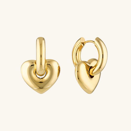 PRE-ORDER: Lisa Puffy Heart Earrings (Gold)