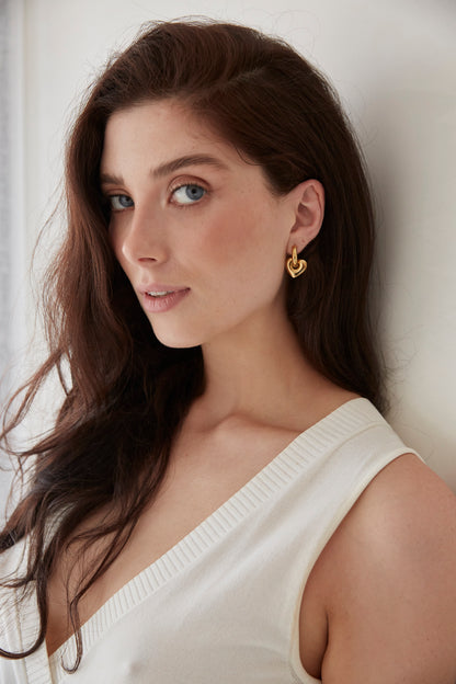 Lisa Puffy Heart Gold Earrings