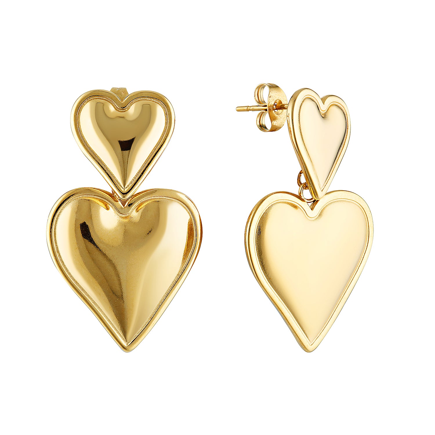 Double heart clearance stud earrings