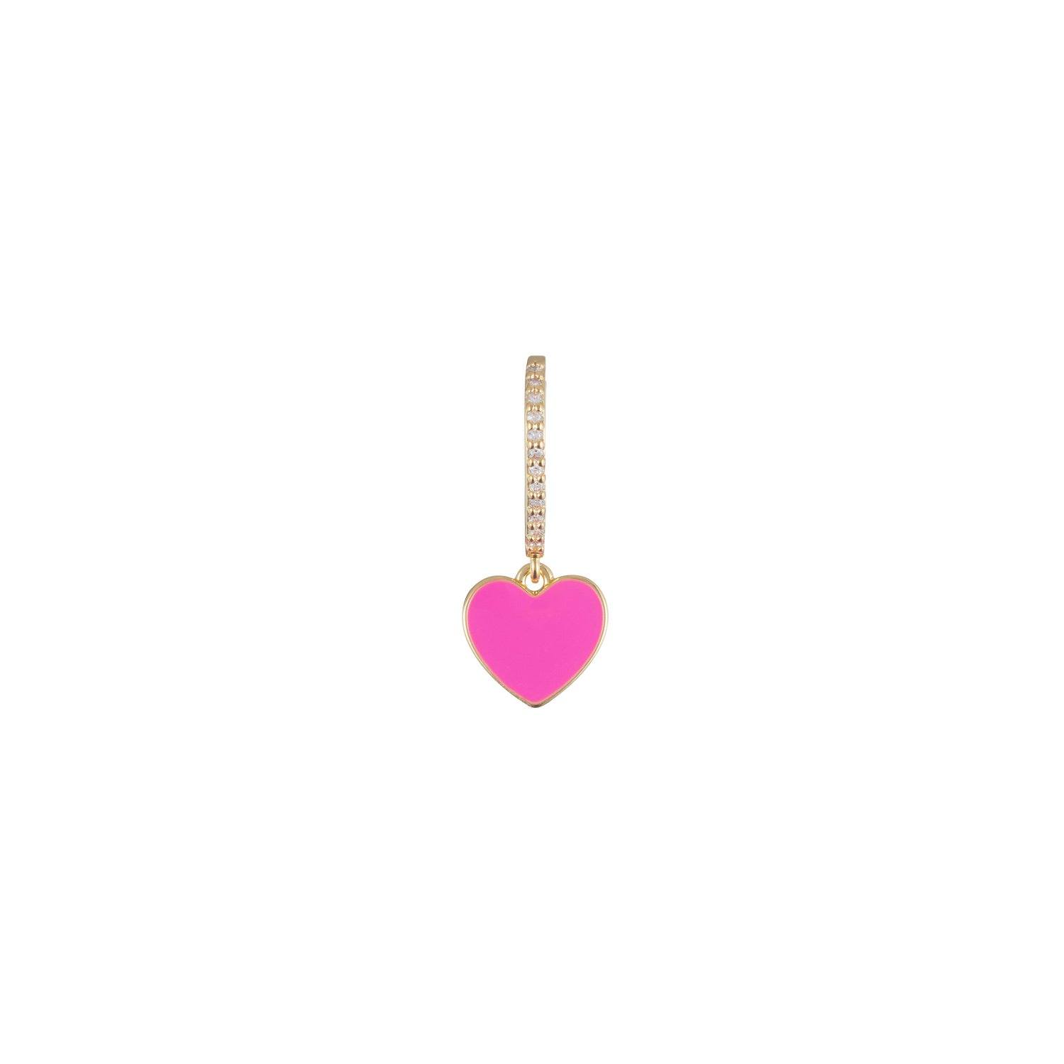 Pink enamel heart shaped pendant with clear stone embellishments 