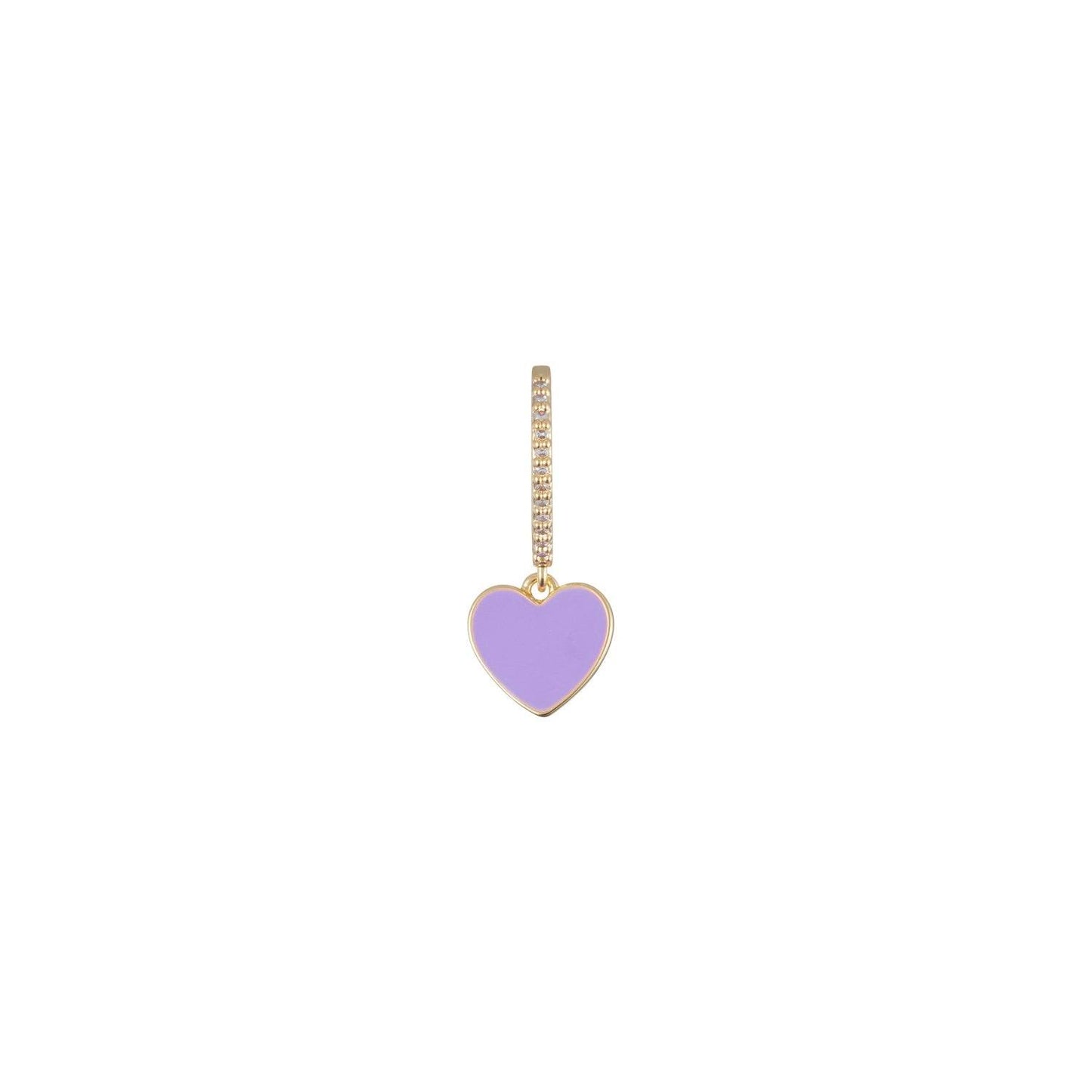 Purple enamel heart shaped pendant with clear stone embellishments 