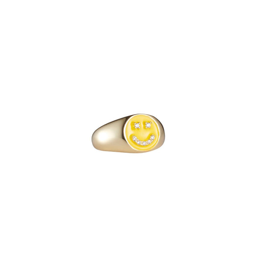 Chunky ring with yellow smiley face